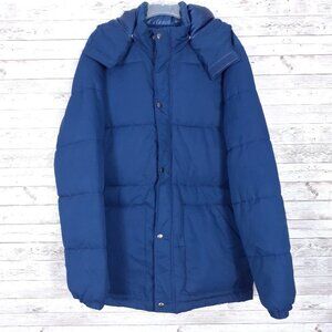 Foundry Mens Puffer Coat LT Blue Removable Hood Zip Snap CL